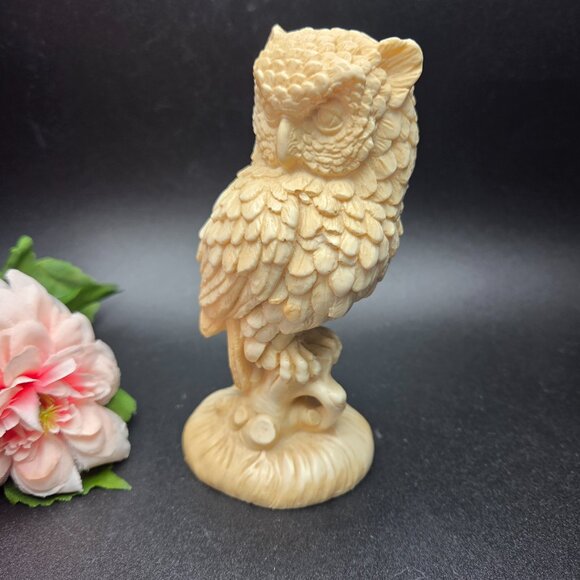 Vintage Italian Owl Sculpture "A Santini" Resin Owl Classic Figure - Picture 2 of 13